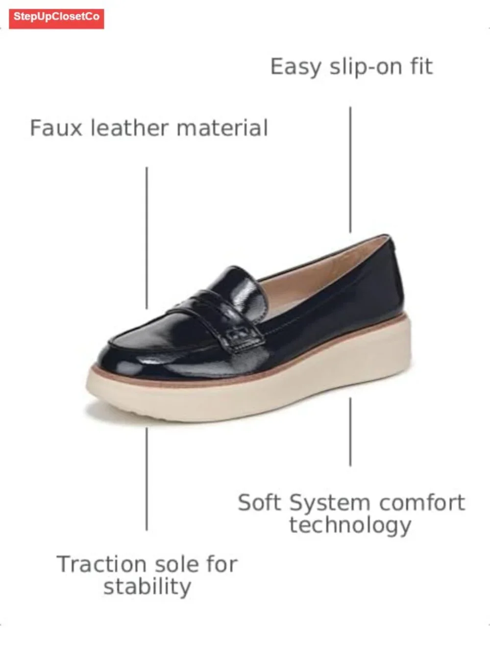 Women's Soft System Platform Loafers Comfort Slip-On Shoes